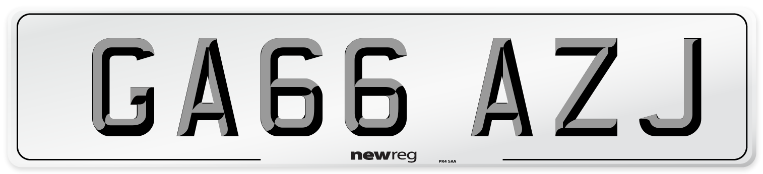 GA66 AZJ Number Plate from New Reg